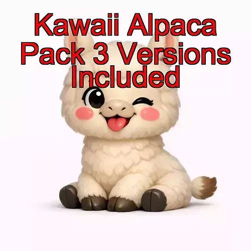 Kawaii  alpaca Pack   3 Printable Versions  STL   OBJ
