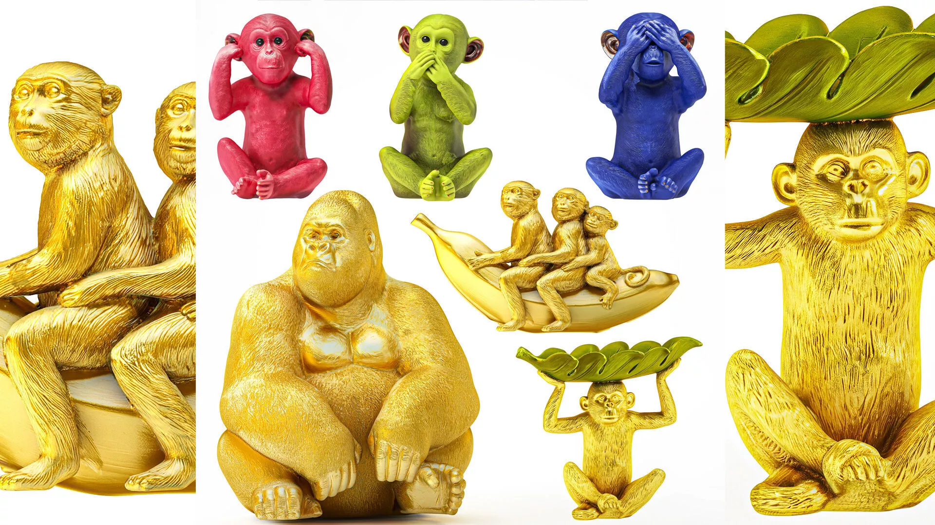 Figurines statues gold decormonkey gorilla decor 3D model