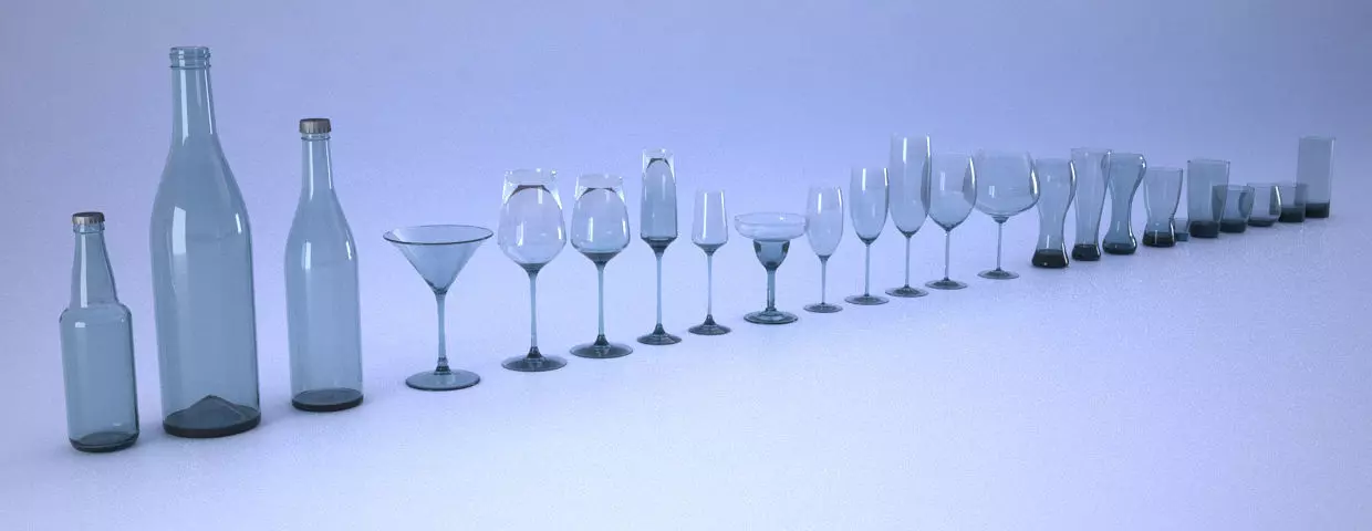 Glassware wine glasses in row 3D print model_0