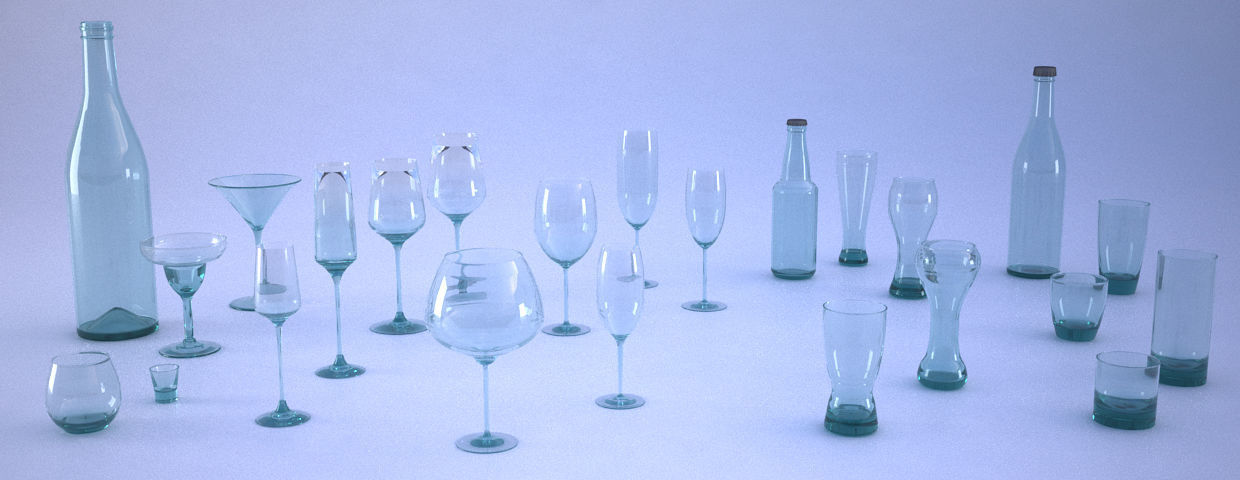 Glassware wine glasses in row 3D print model_2