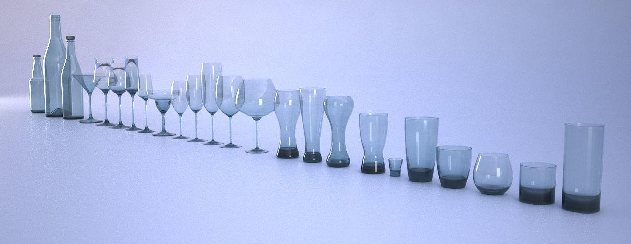 Glassware wine glasses in row 3D print model_1