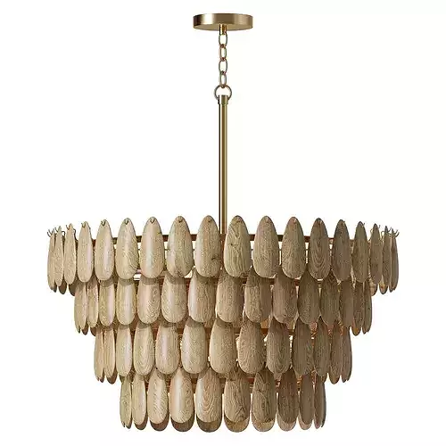 Capital Donovan Black Wood Drum Chandelier 3D model 2