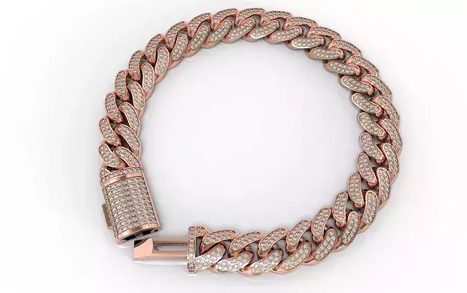 Miami Cuban 10mm bracelet or necklace  Gemstone set version