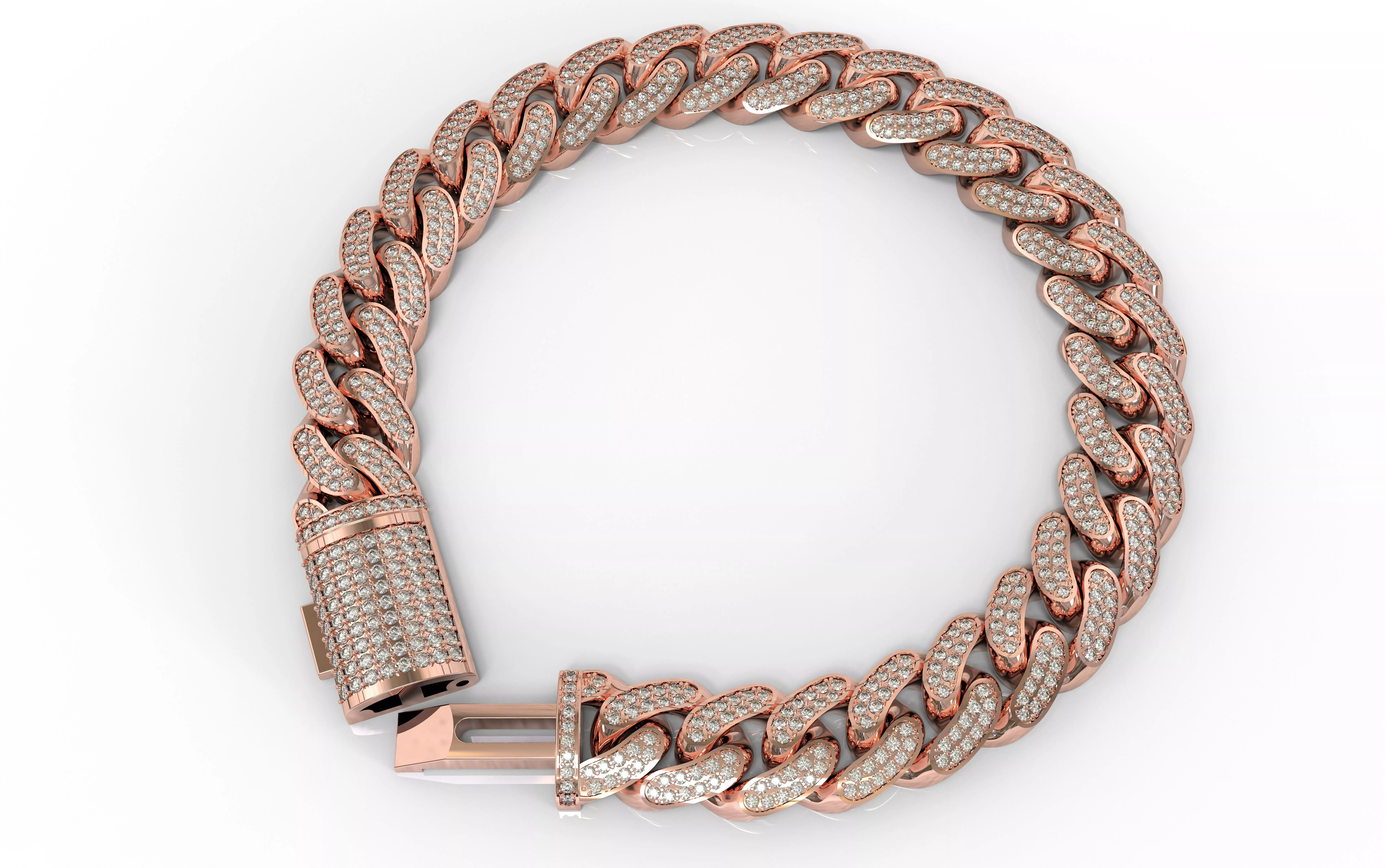 Miami Cuban 10mm bracelet or necklace Gemstone set version 3D print model