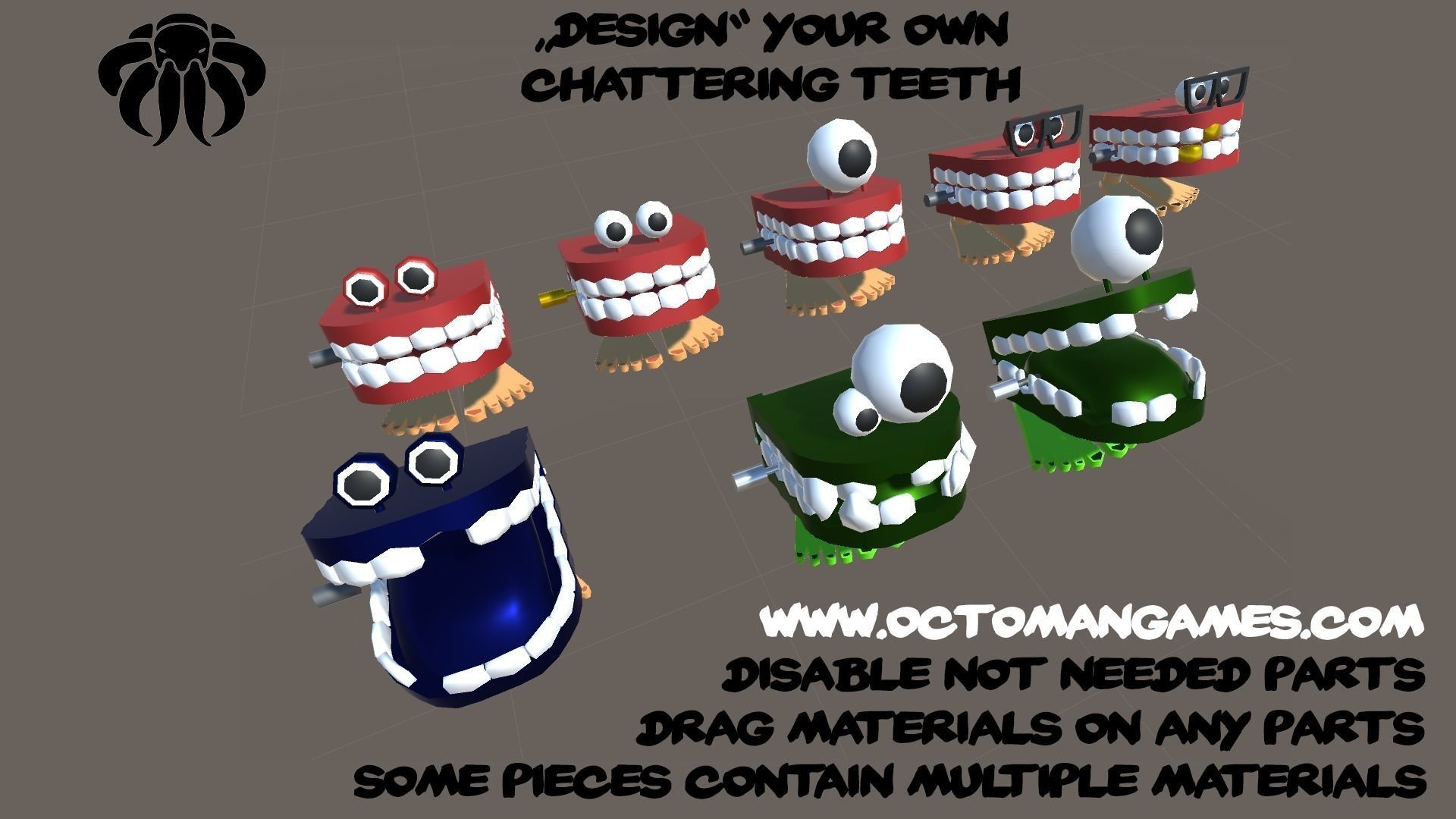 Chomper - Animated Chattering Teeth 3D Model Pack Low-poly 3D model_0