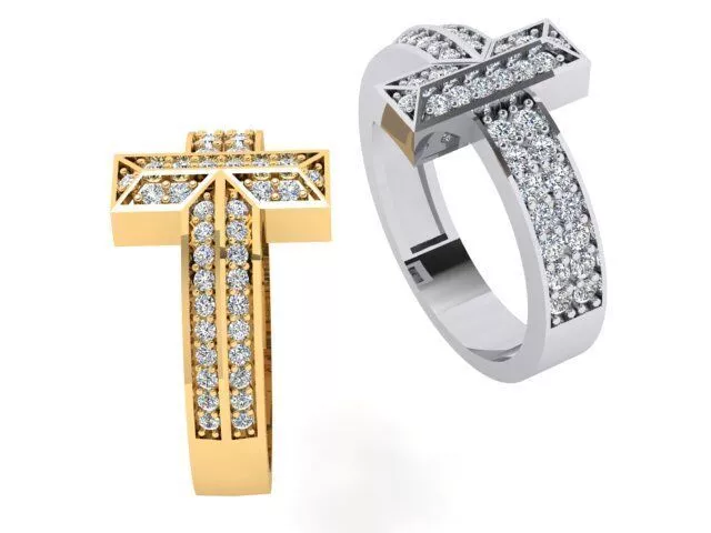 Luxury Diamond Cross Ring 3D print model