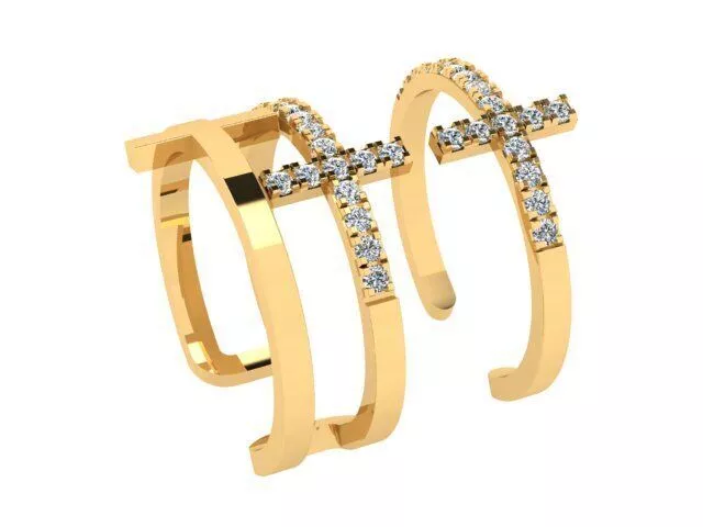 Luxury Diamond Cross Ring 3D print model
