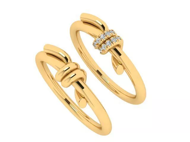 Minimalist Knot Duo Ring Set 3D print model