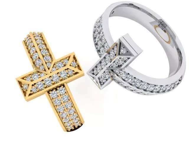 Luxury Diamond Cross Ring 3D print model