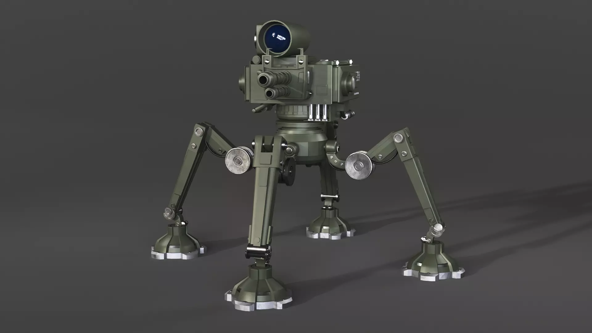 Quad-Leg Military Turret 3D model