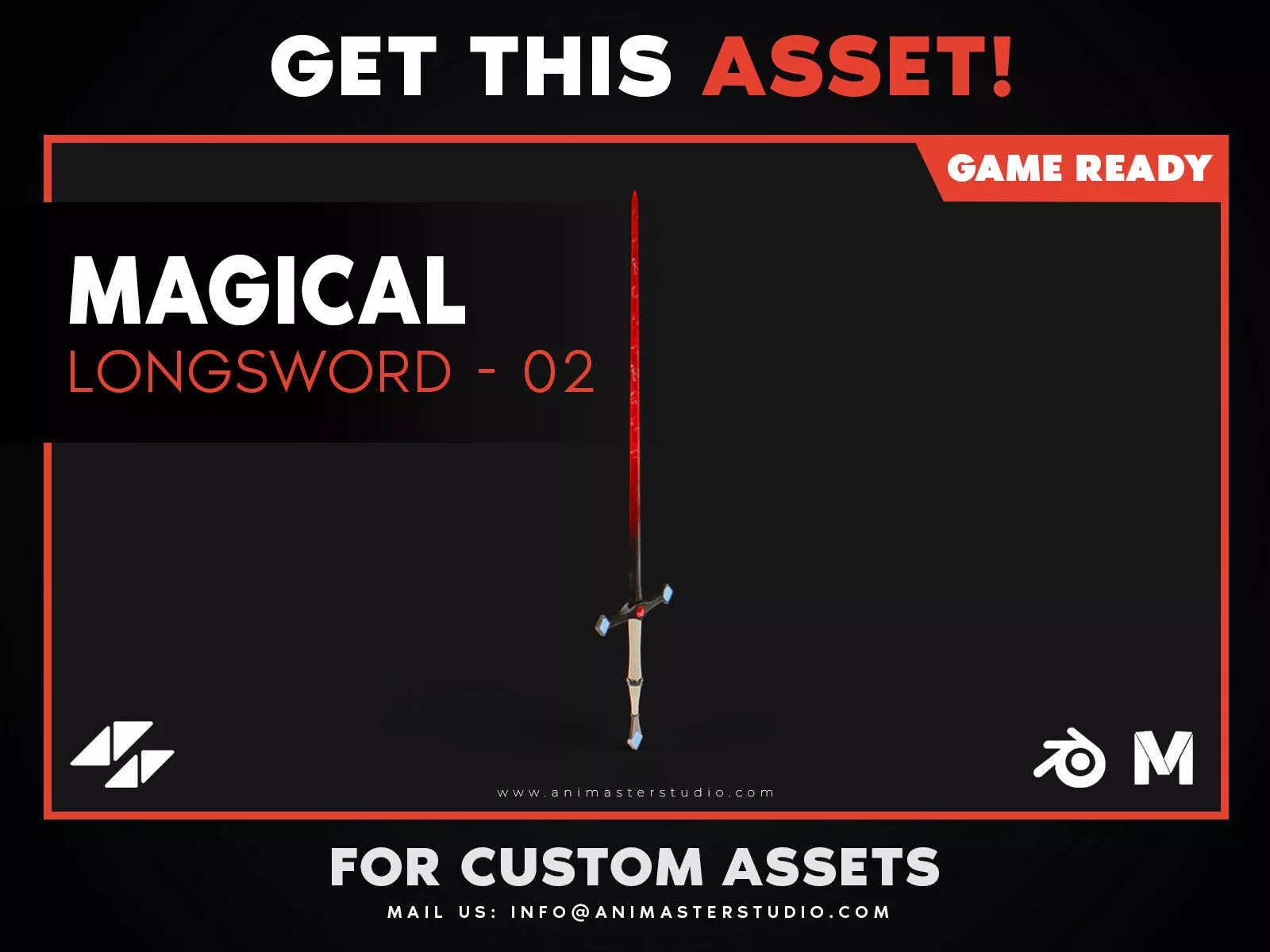 Futuristic Energy Longsword v2 Low-poly 3D model