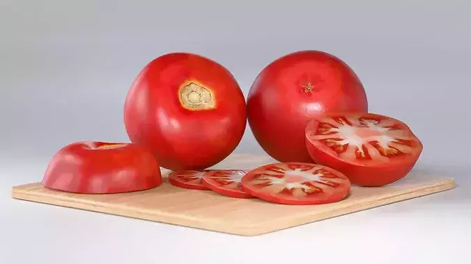 Tomato Photorealistic PBR Whole Half Slice Low-poly 3D model 5