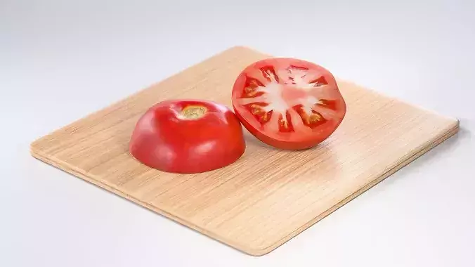 Tomato Photorealistic PBR Whole Half Slice Low-poly 3D model 3