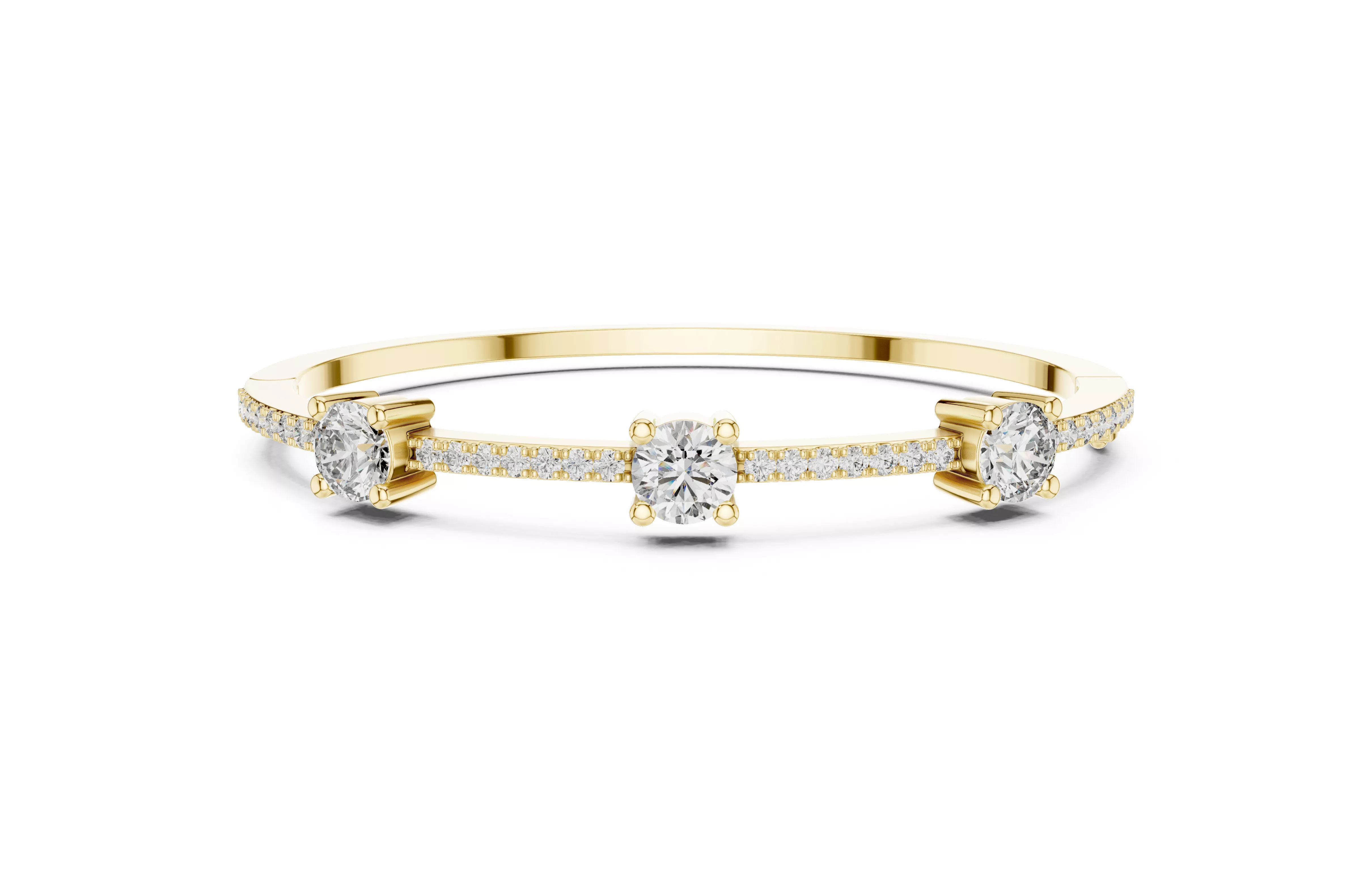 Round Diamond Three Stone Bangle Bracelet CAD Model STL 3DM 3D print model