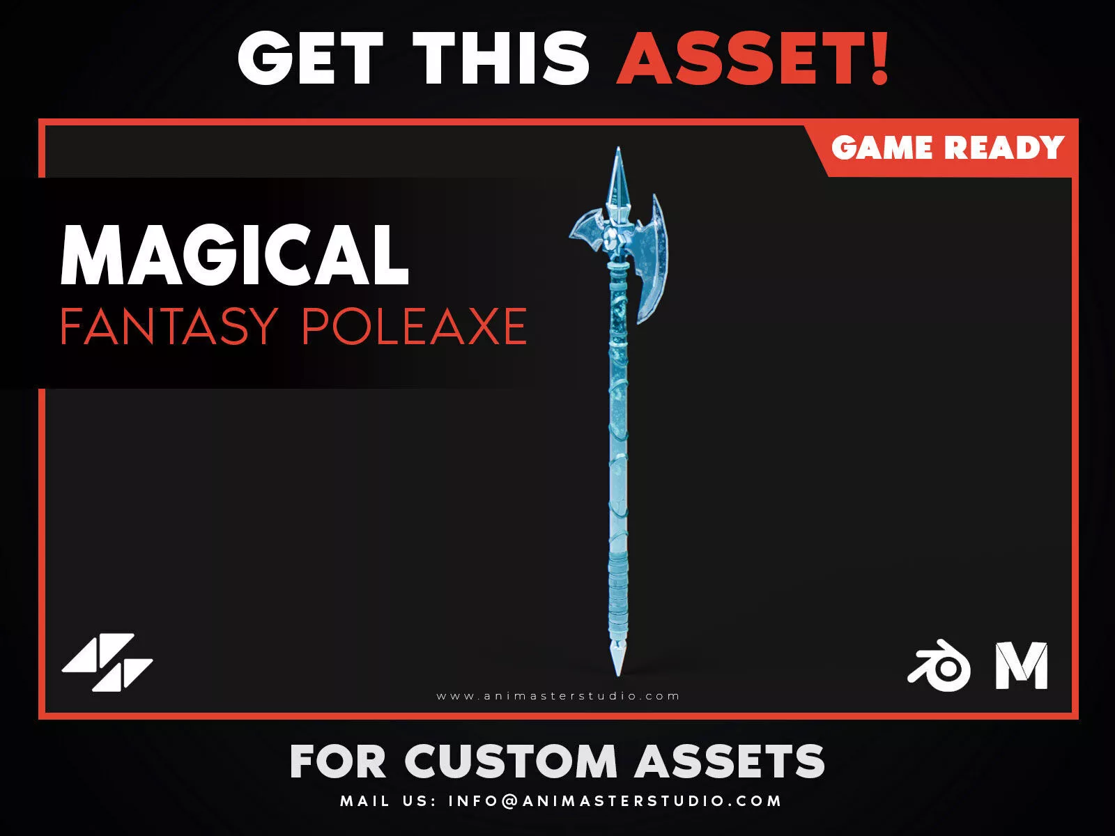 Magical Fantasy Poleaxe Low-poly 3D model