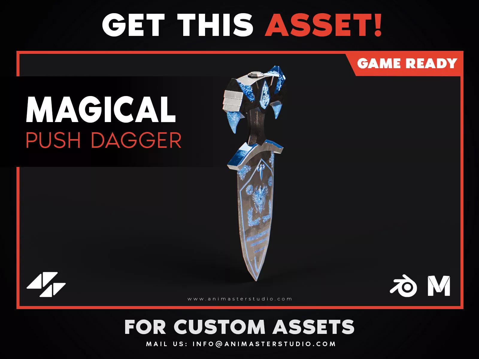 Fantasy Push Dagger Low-poly 3D model