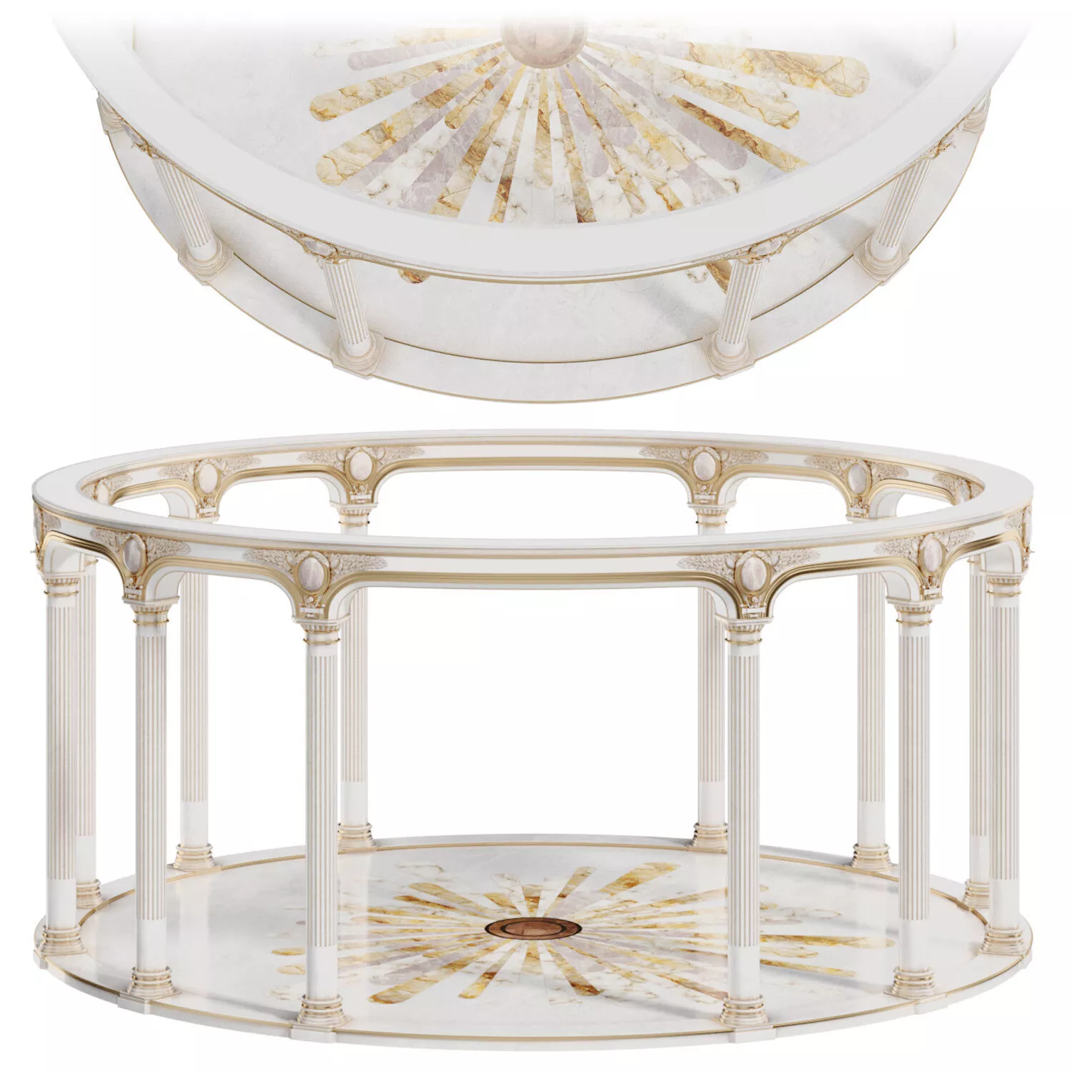 Luxury Classical Rotunda Pavilion Ornate Columns Marble Floor 3D model