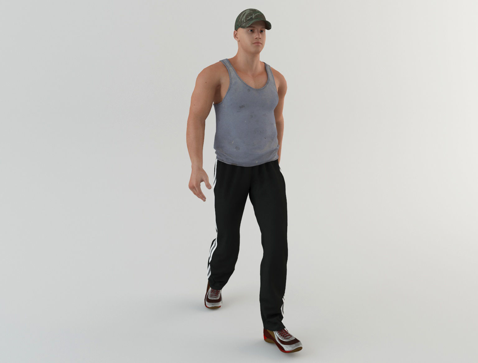 Youngster 5 man wearing cap and pants 3D model_10