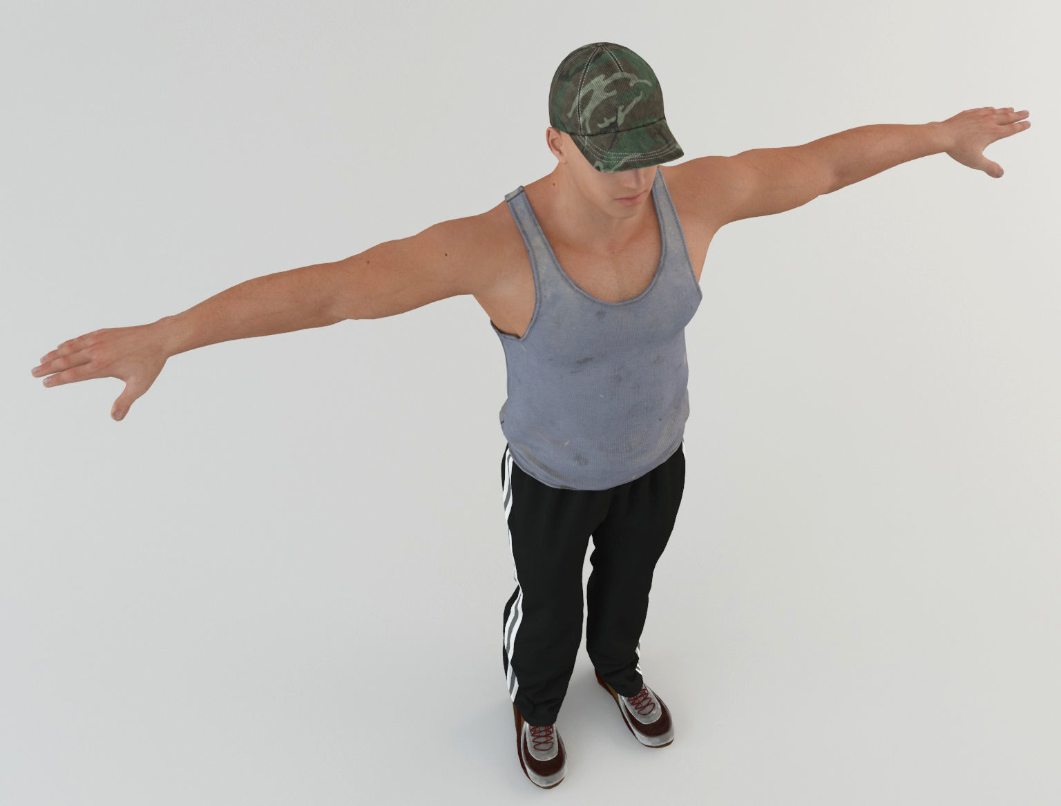 Youngster 5 man wearing cap and pants 3D model_4