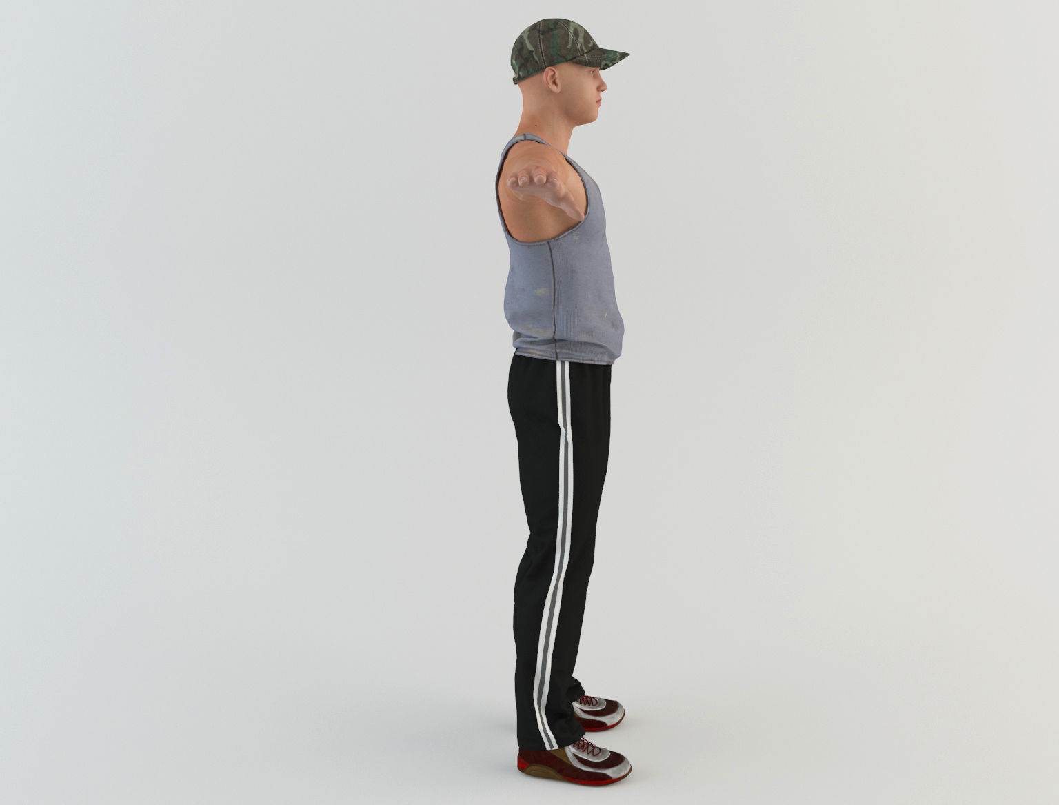 Youngster 5 man wearing cap and pants 3D model_3