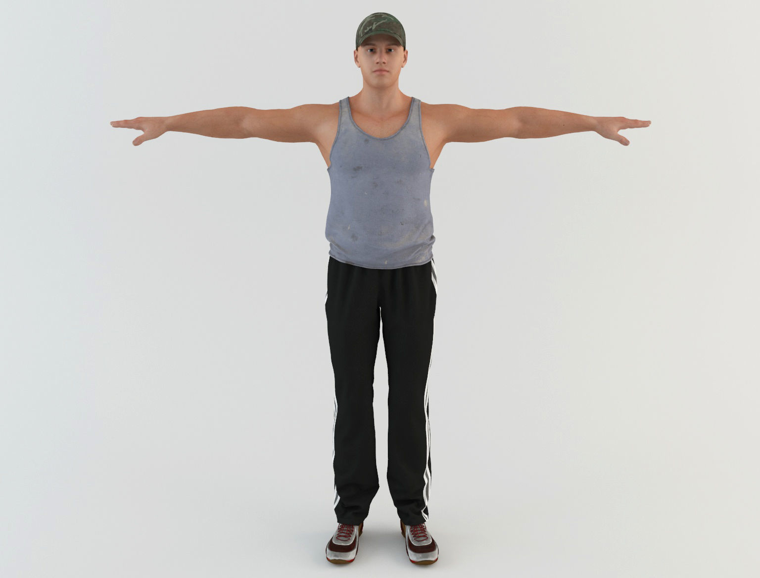 Youngster 5 man wearing cap and pants 3D model_1