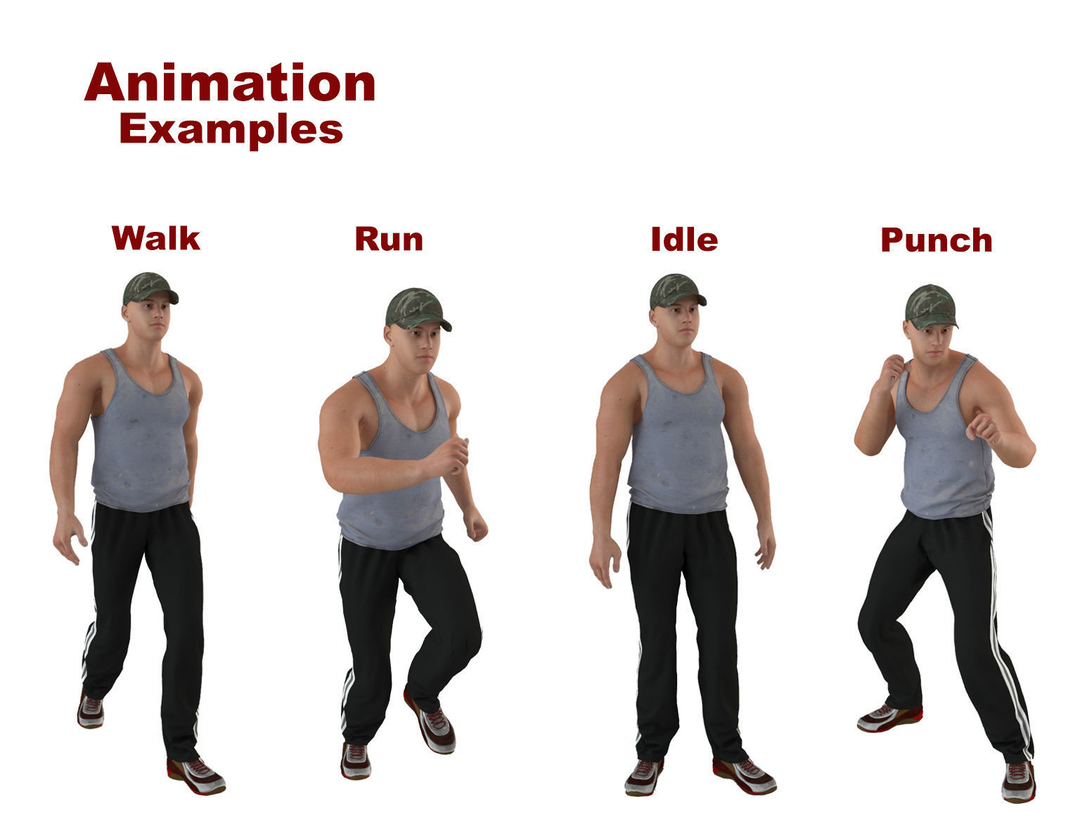 Youngster 5 man wearing cap and pants 3D model_6