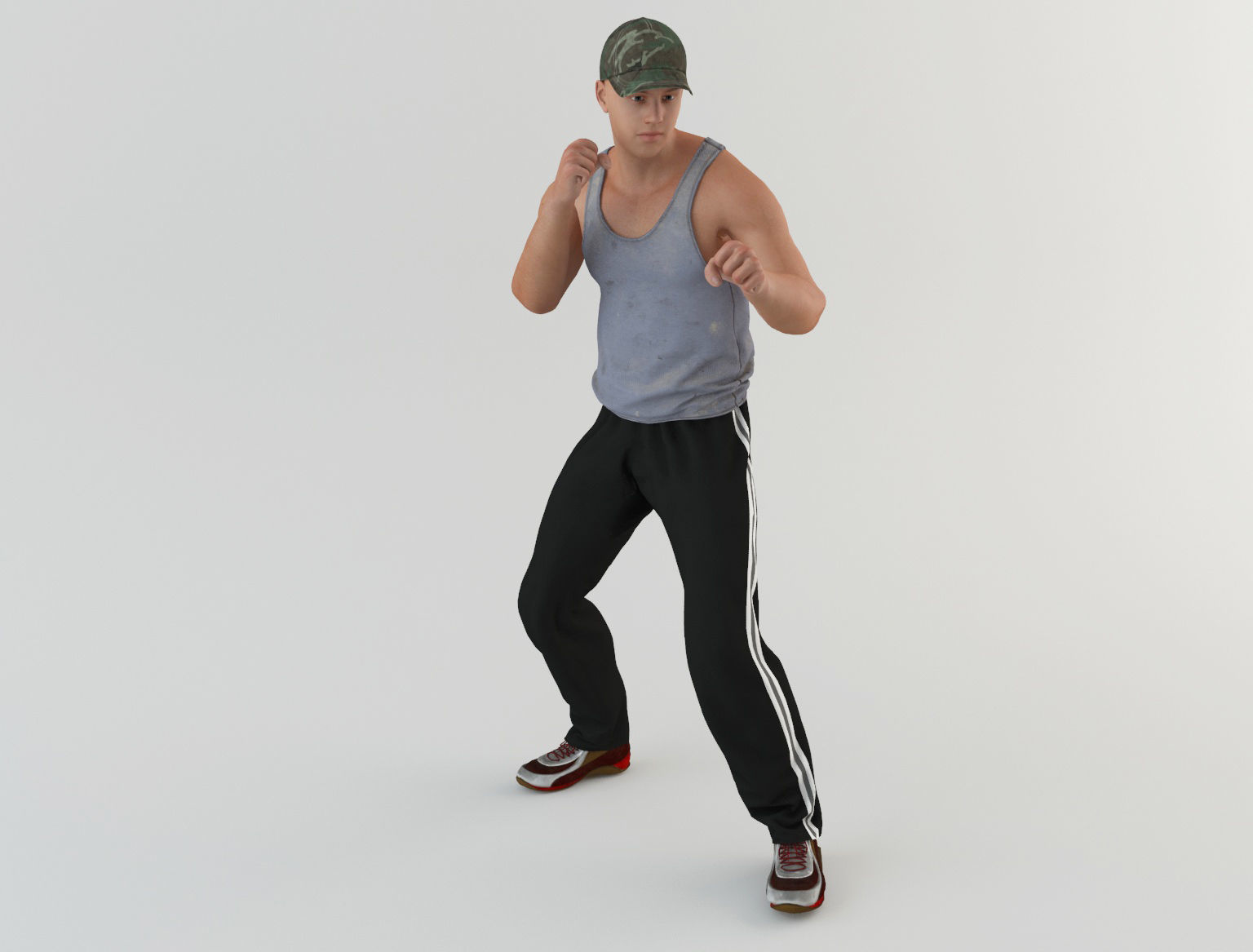 Youngster 5 man wearing cap and pants 3D model_7