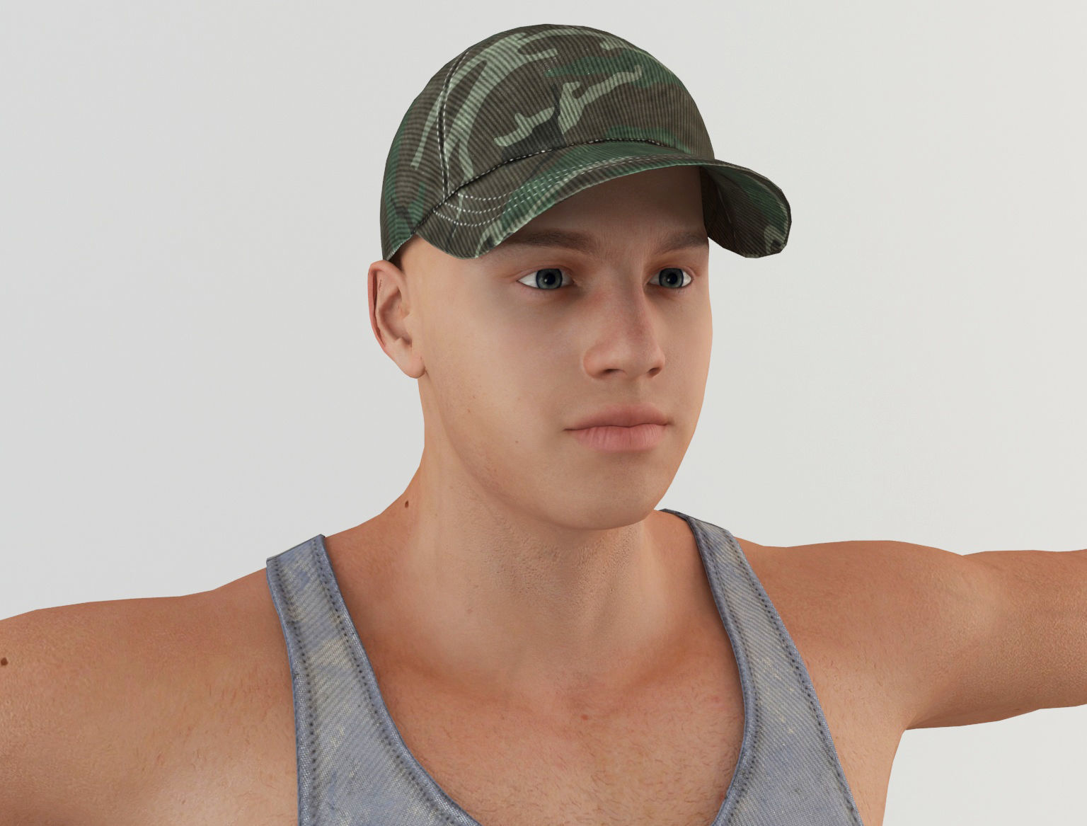 Youngster 5 man wearing cap and pants 3D model_5