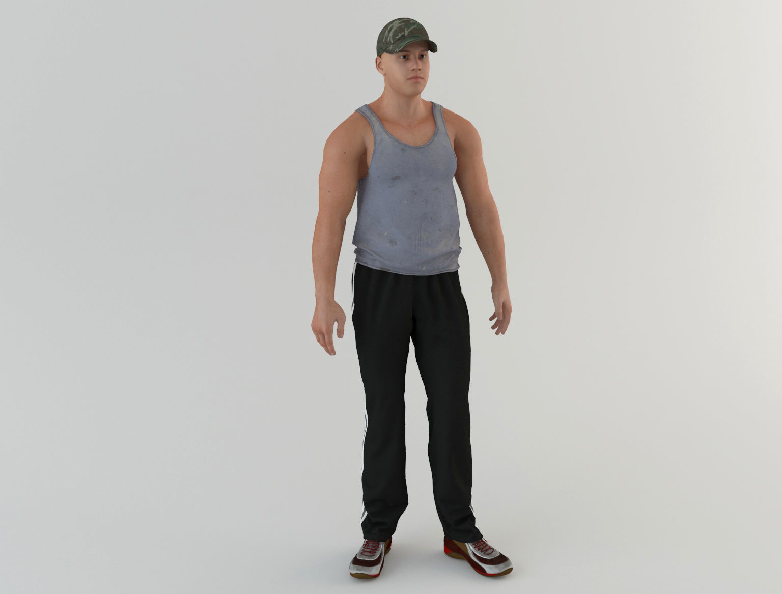 Youngster 5 man wearing cap and pants 3D model_8