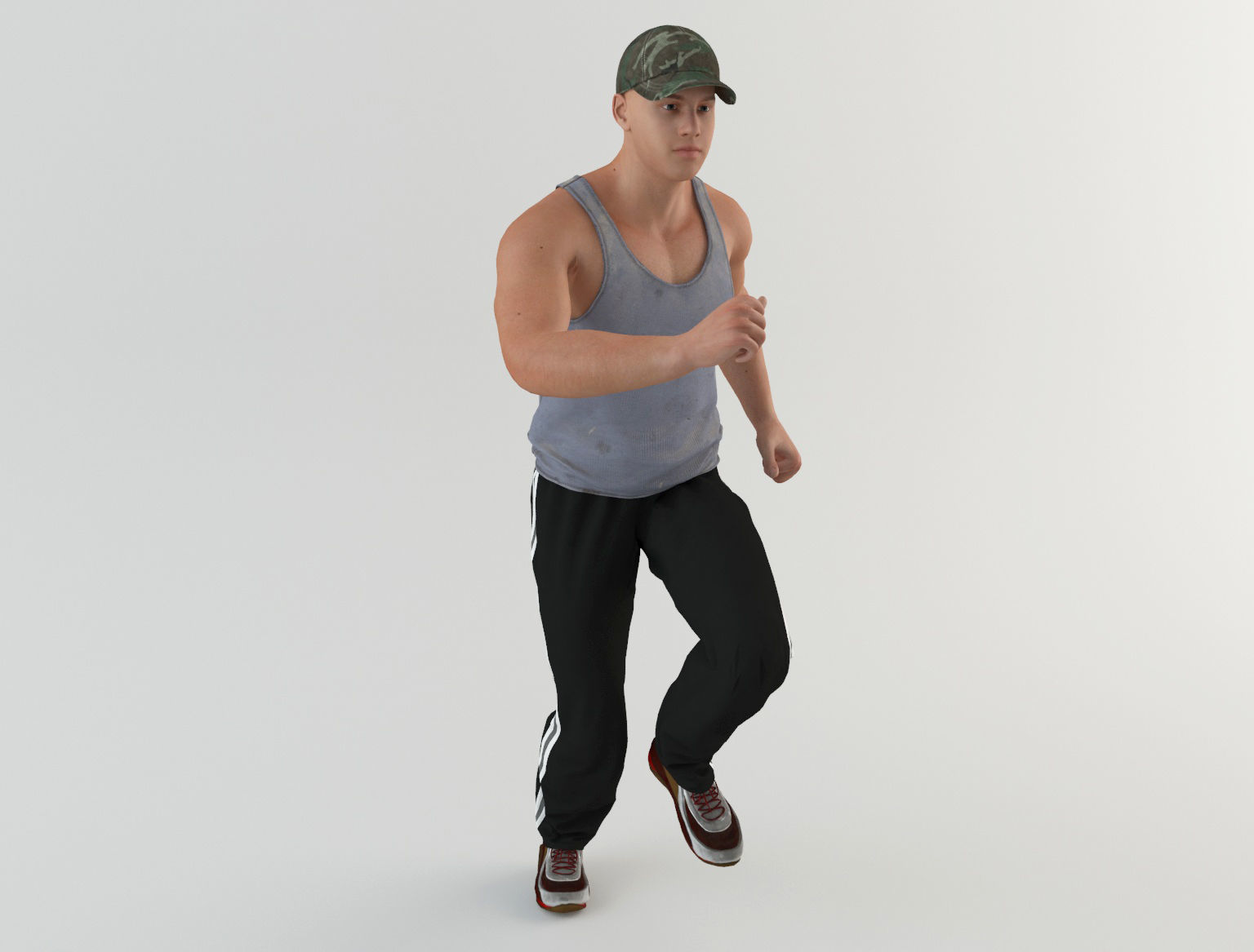 Youngster 5 man wearing cap and pants 3D model_9
