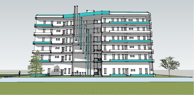 Apartment Building 6 stories tall 3D model