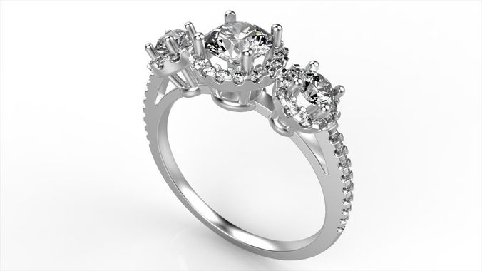 Forever One Halo Engagement Ring 3D print model
