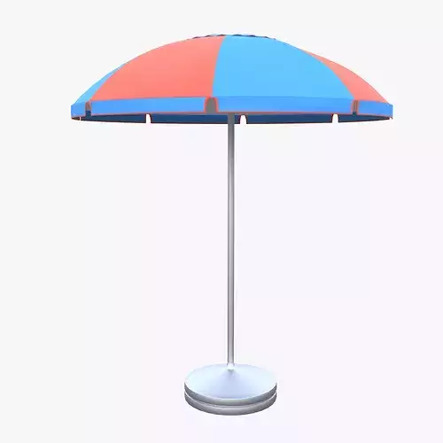 Beach Umbrella 3D Model Low Poly PBR Blue Red Parasol Ready 