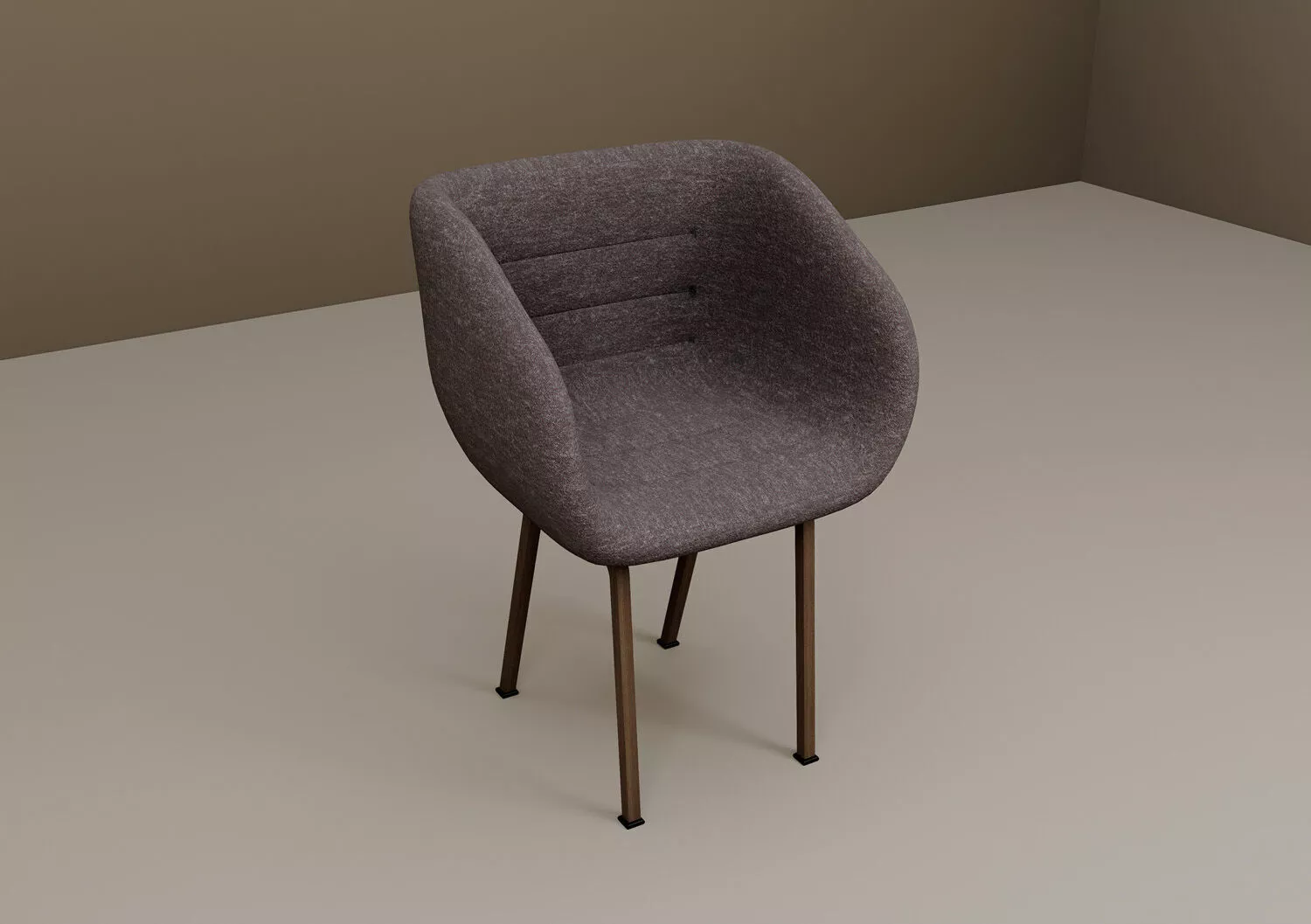 Modern Upholstered Armchair with Wooden Legs - Real-World Scale Free low-poly 3D model