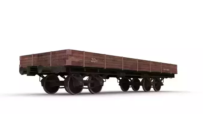 railway carriage Low-poly 3D model