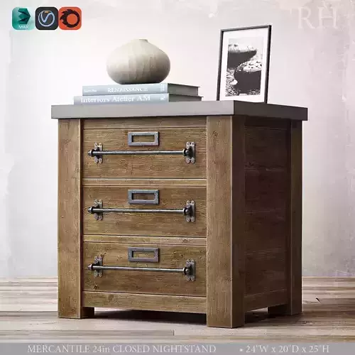RH MERCANTILE 24in CLOSED NIGHTSTAND
