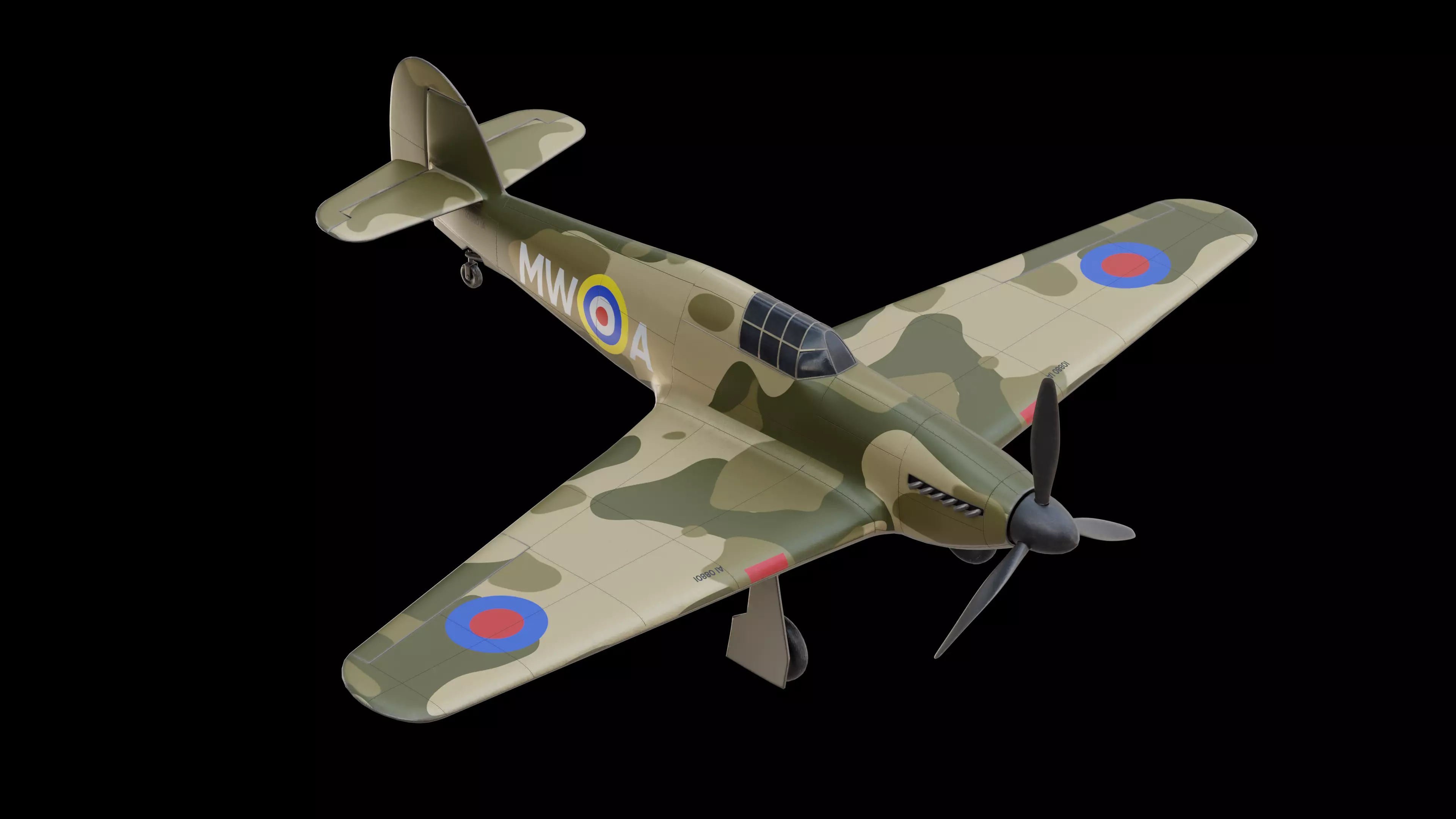 Hawker Hurricane Fighter Aircraft Low-poly 3D model