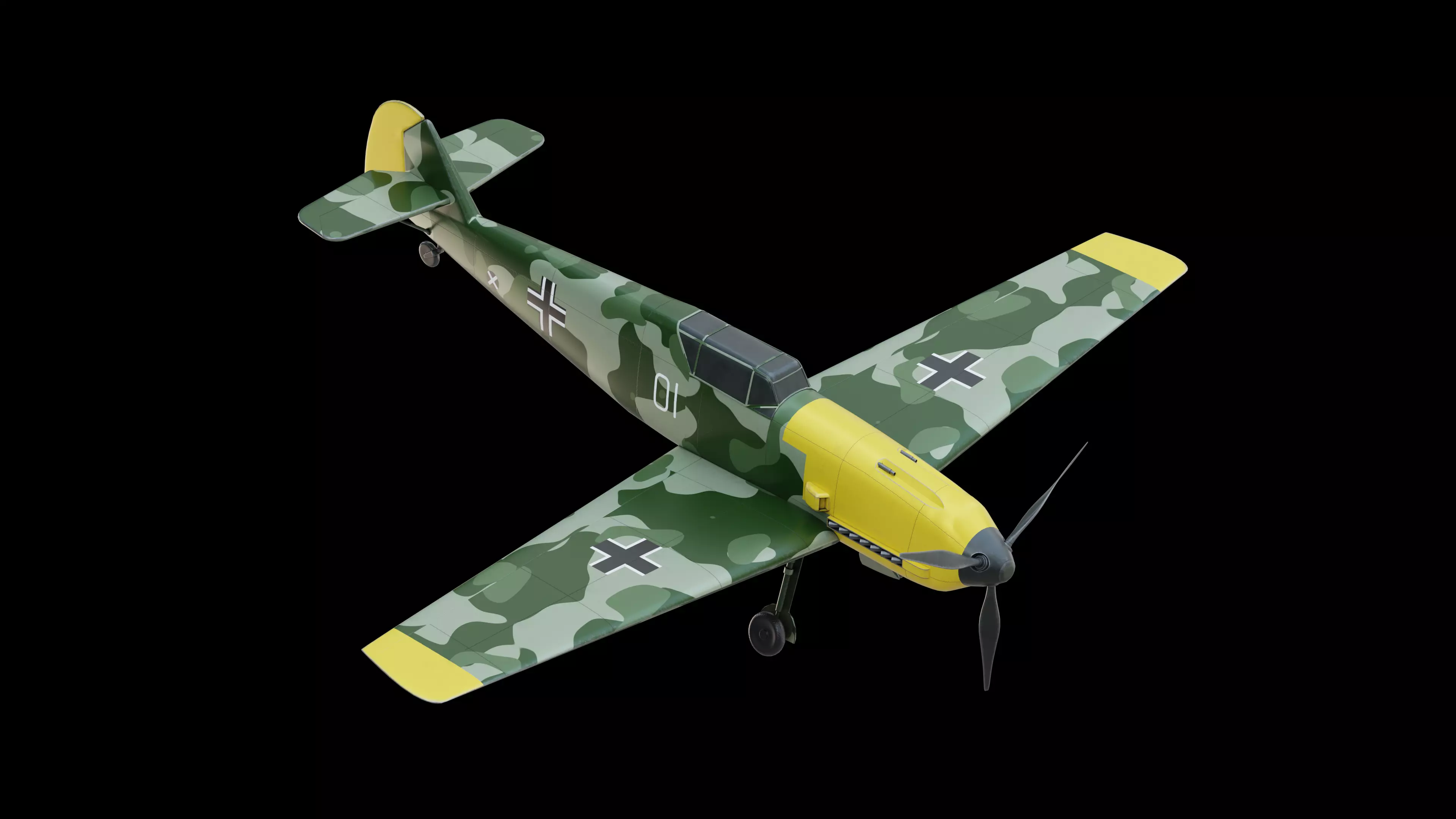 Messerschmitt Bf 109 Fighter Aircraft Low-poly 3D model