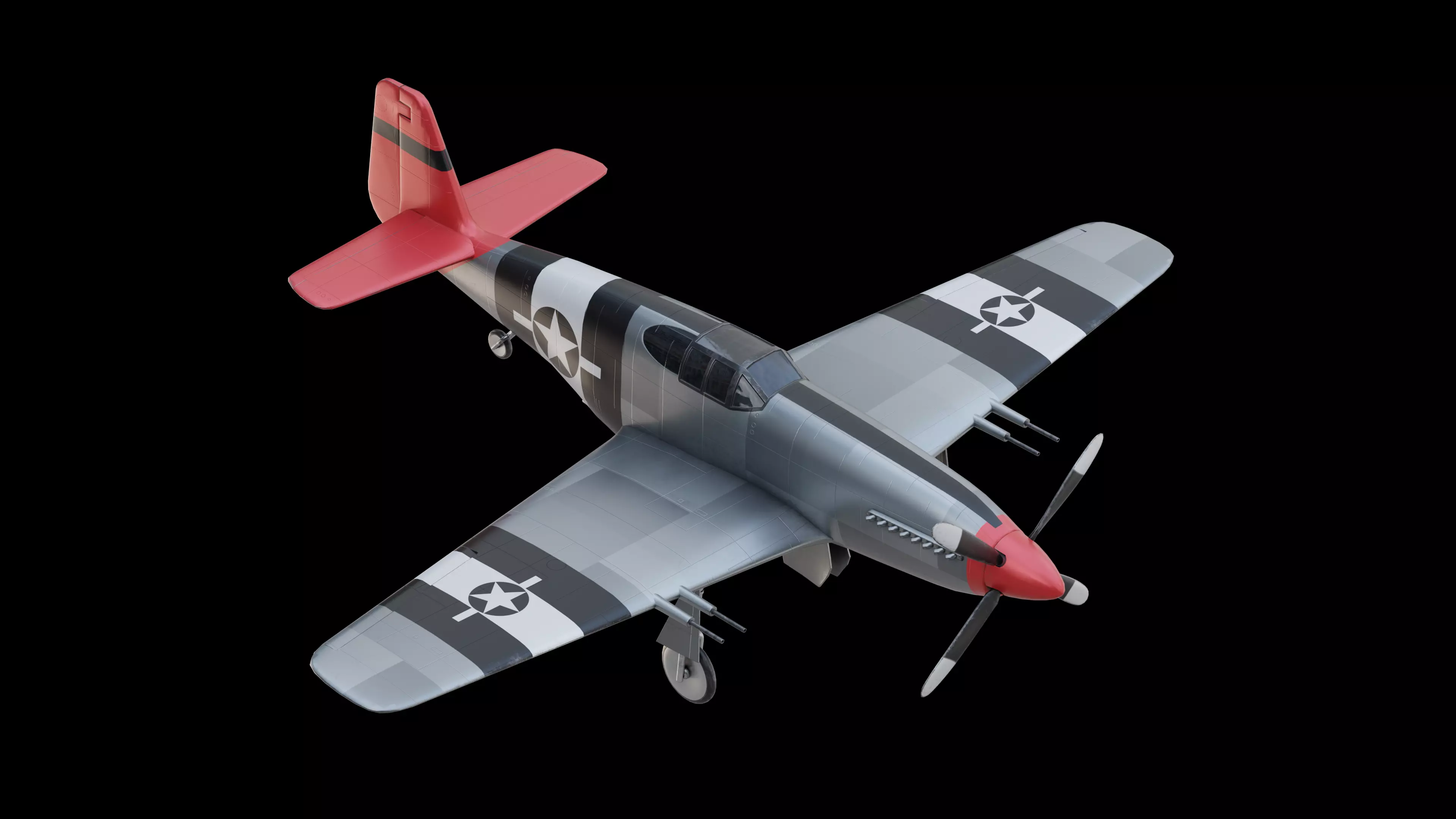 P51B Mustang Fighter Aircraft Low-poly 3D model