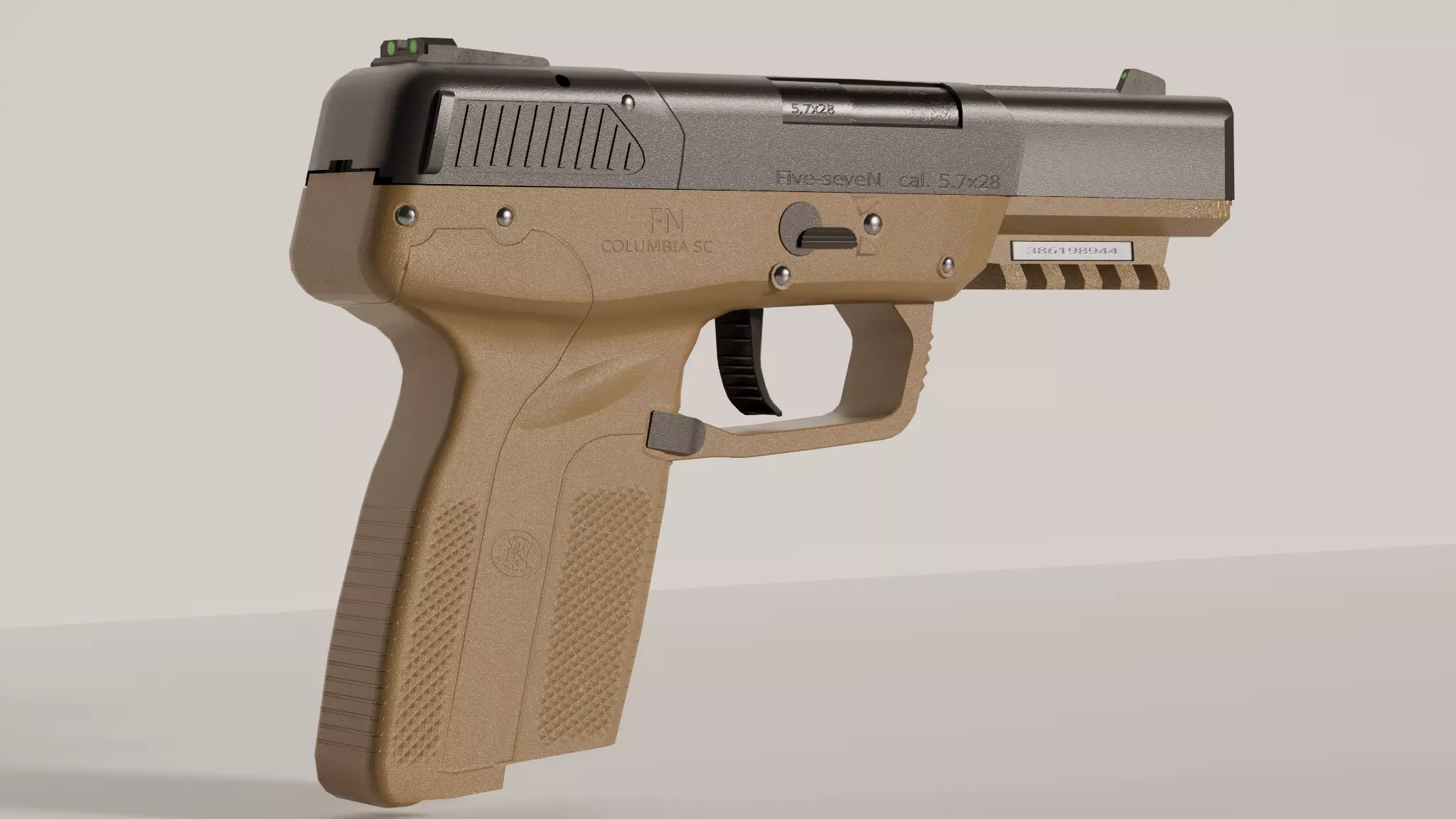 FN Five-seveN pistol Low-poly 3D model Free low-poly 3D model