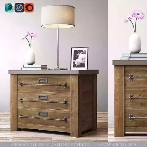 RH MERCANTILE 32in CLOSED NIGHTSTAND