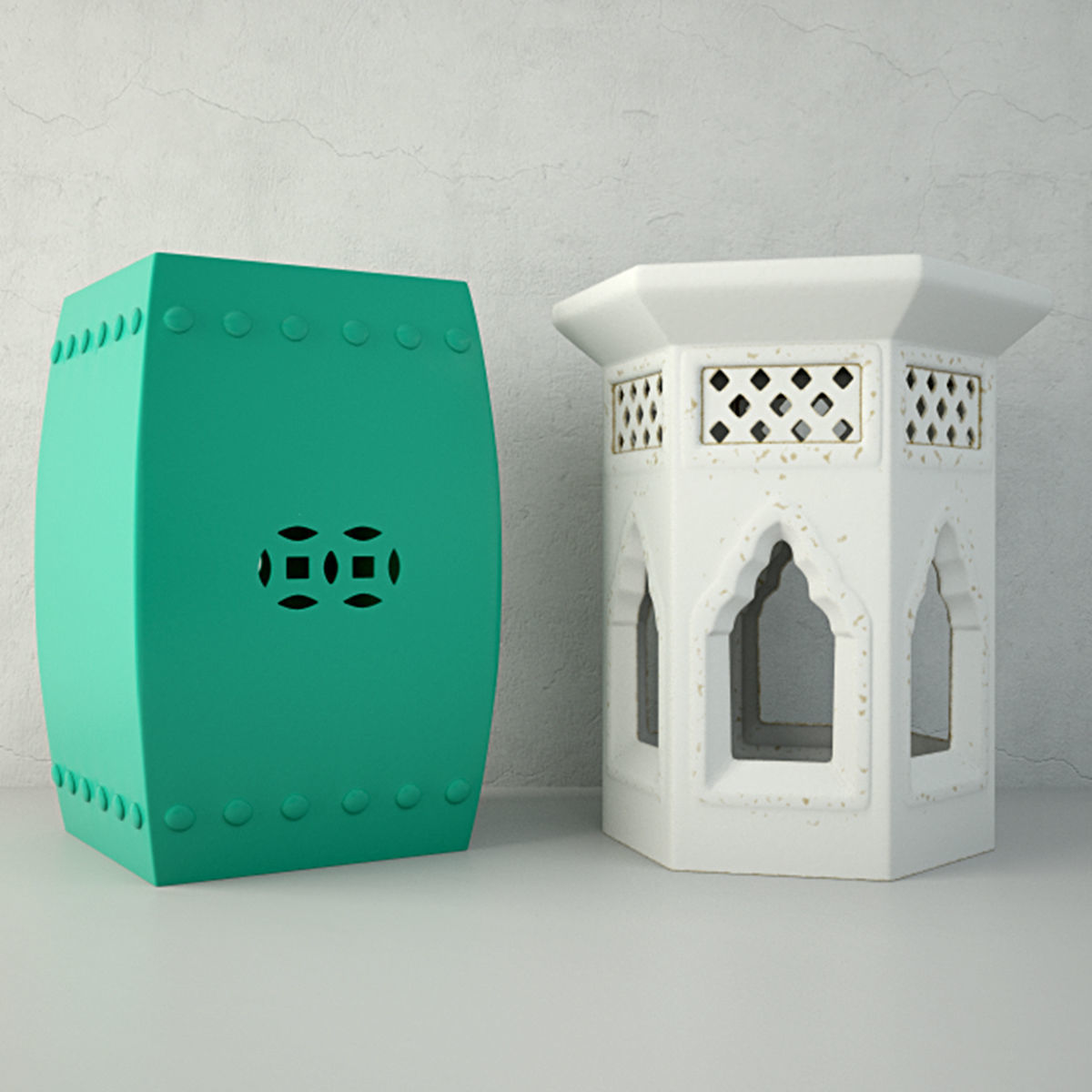 Ceramic Garden Stools 5 3D model_1