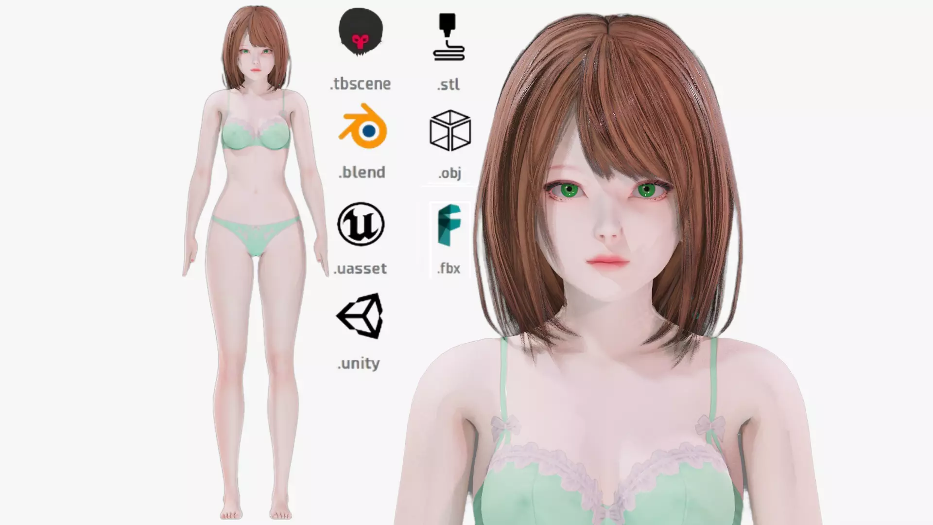 Lingerie clothes 0006 - Rig - UE5 - Unity - Blender - Animated Low-poly 3D model