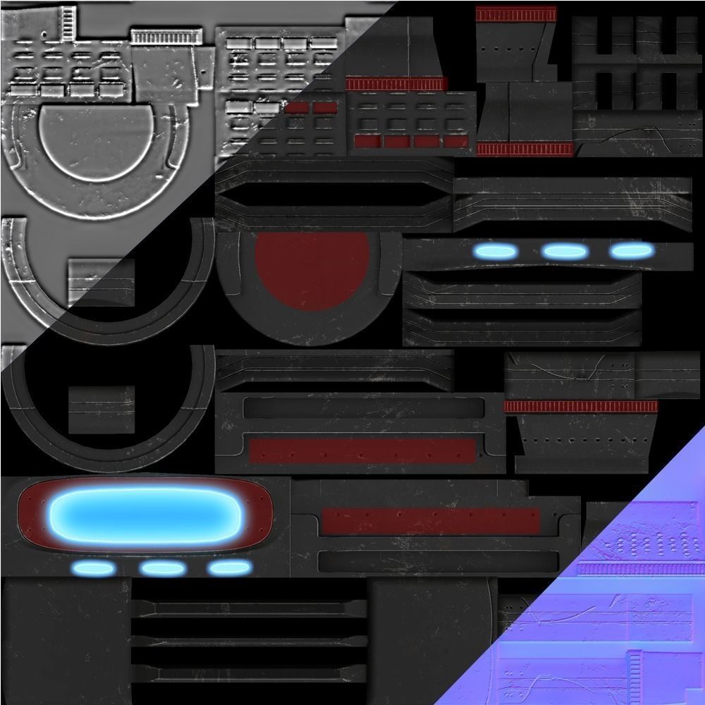 Force field generator 10 sci-fi Low-poly 3D model_7