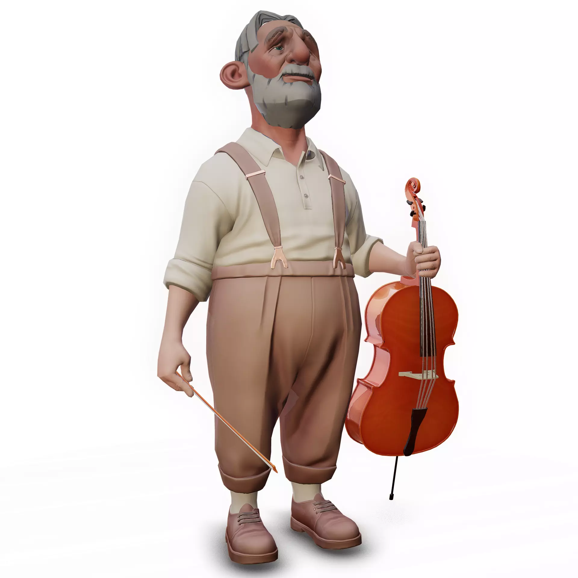 Street Cellist Performance Set Low-poly 3D model