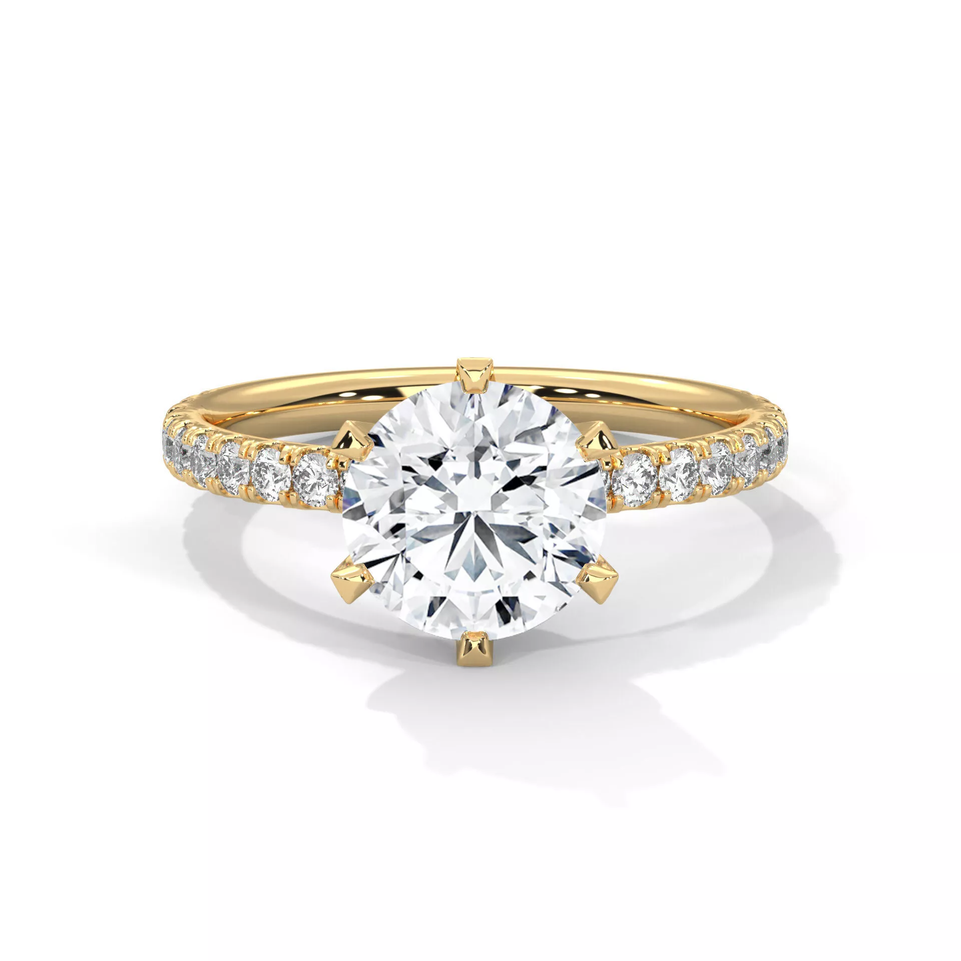 Jewelry Round Brilliant Diamond Pave Engagement Ring CAD 3D print model
