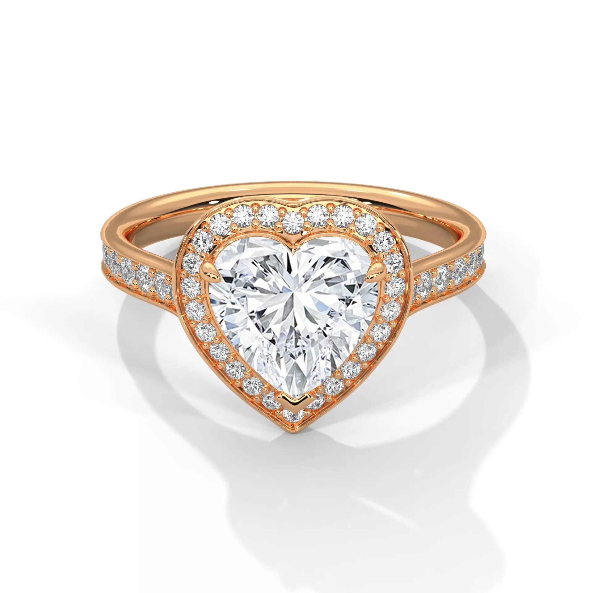 Jewelry Heart Shape Halo Diamond Engagement Ring CAD 3D print model