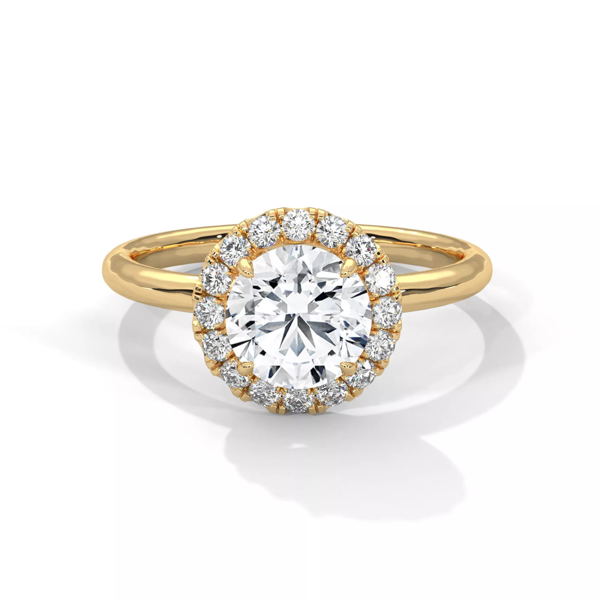 Round Diamond Halo Ring with Classic Polished Band 3D print model