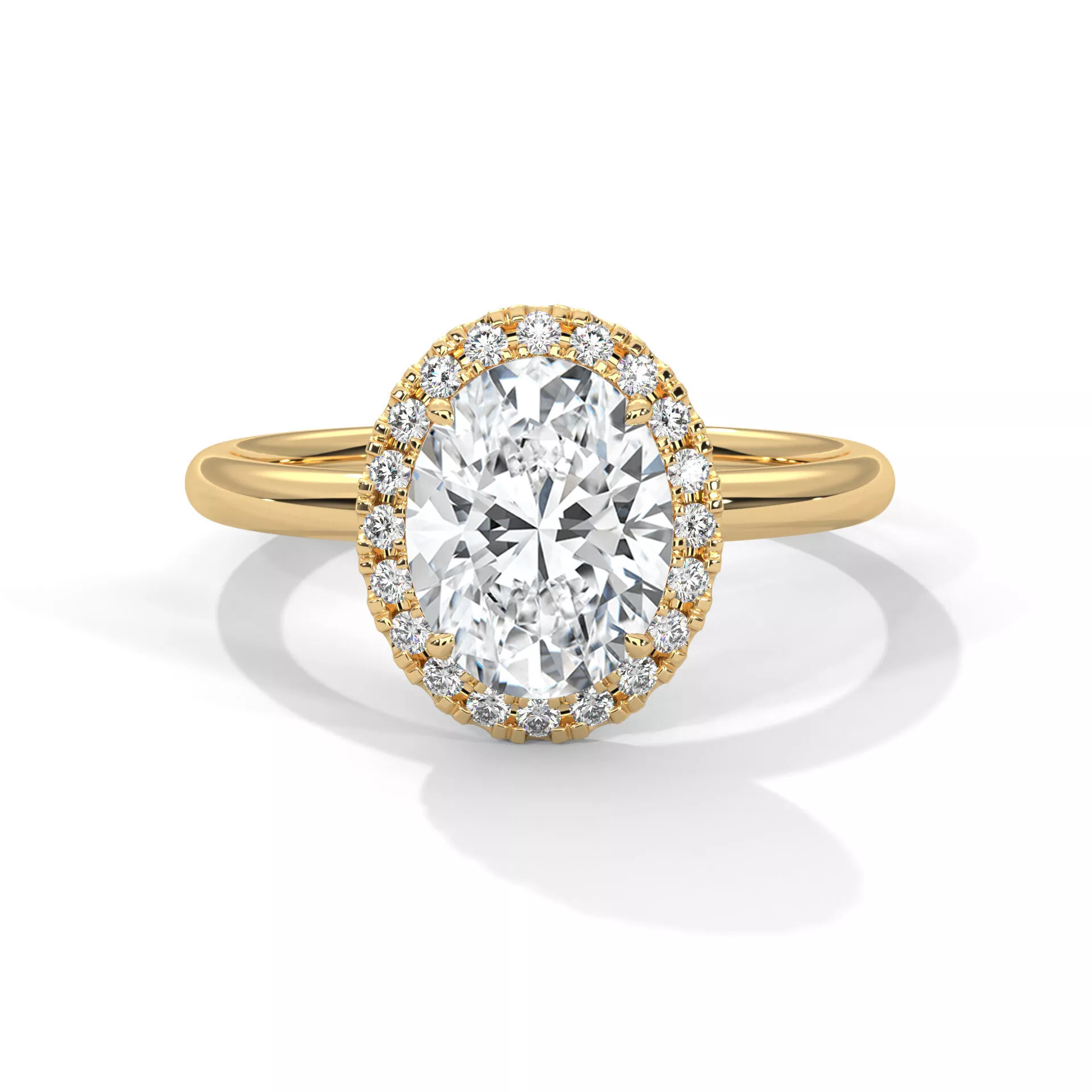 Jewelry Oval Diamond Halo Ring with Slim Classic Band 3D print model