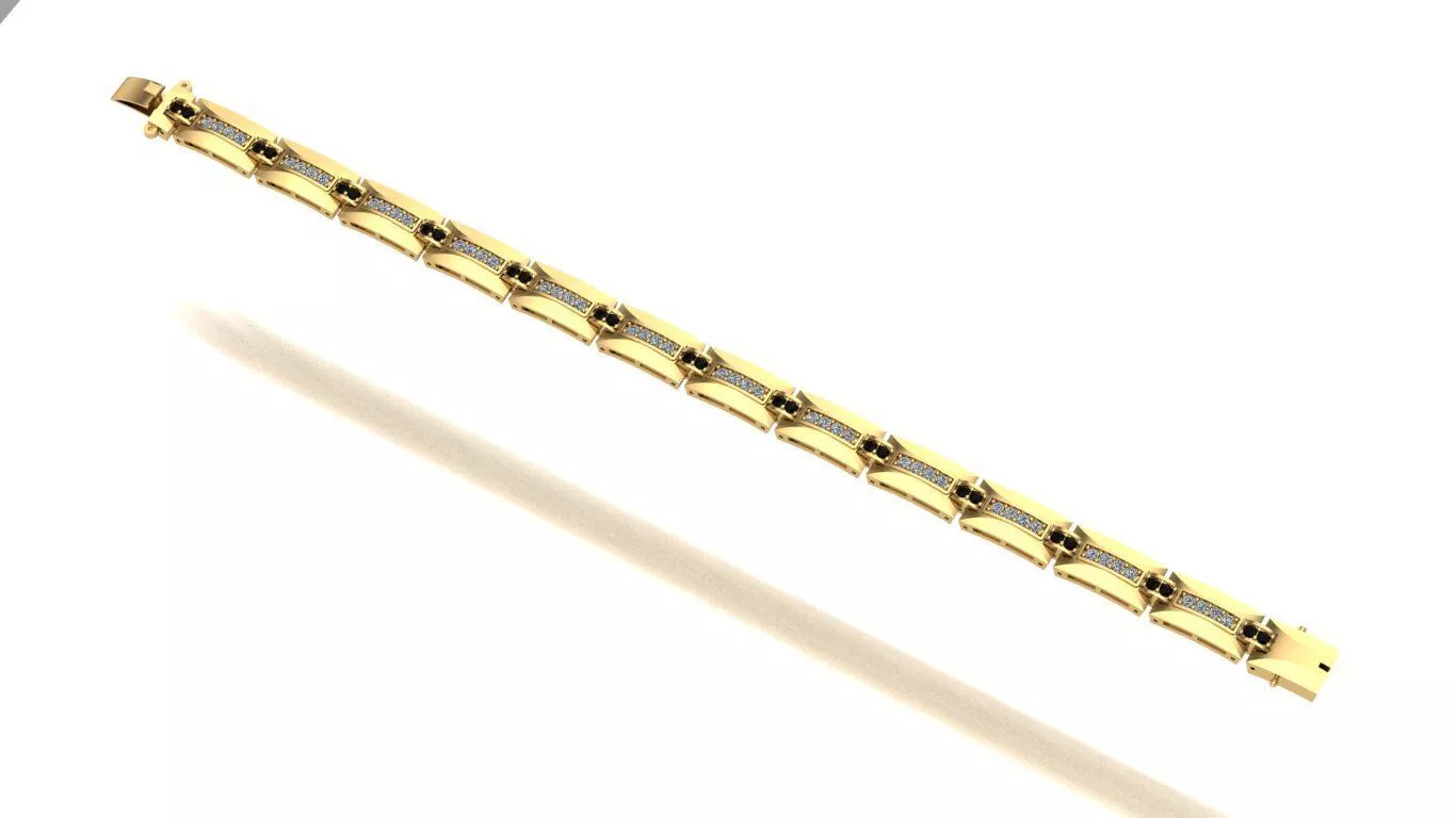 Articulated link bracelet with alternating clear and dark stones 3D print model